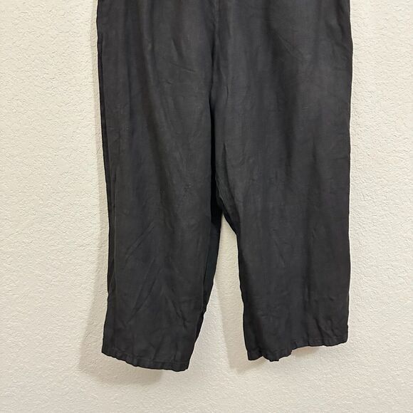 MATCH POINT Linen Basic Pull-On Capri Pants in Black #LP20 Lagenlook - Picture 5 of 12